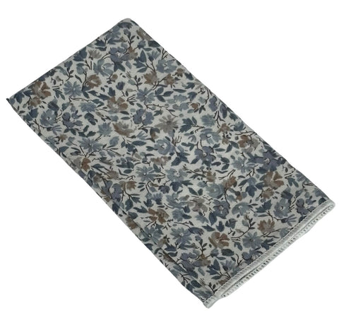 dusky blue English wildflower wedding design  cotton tie and matching  pocket square